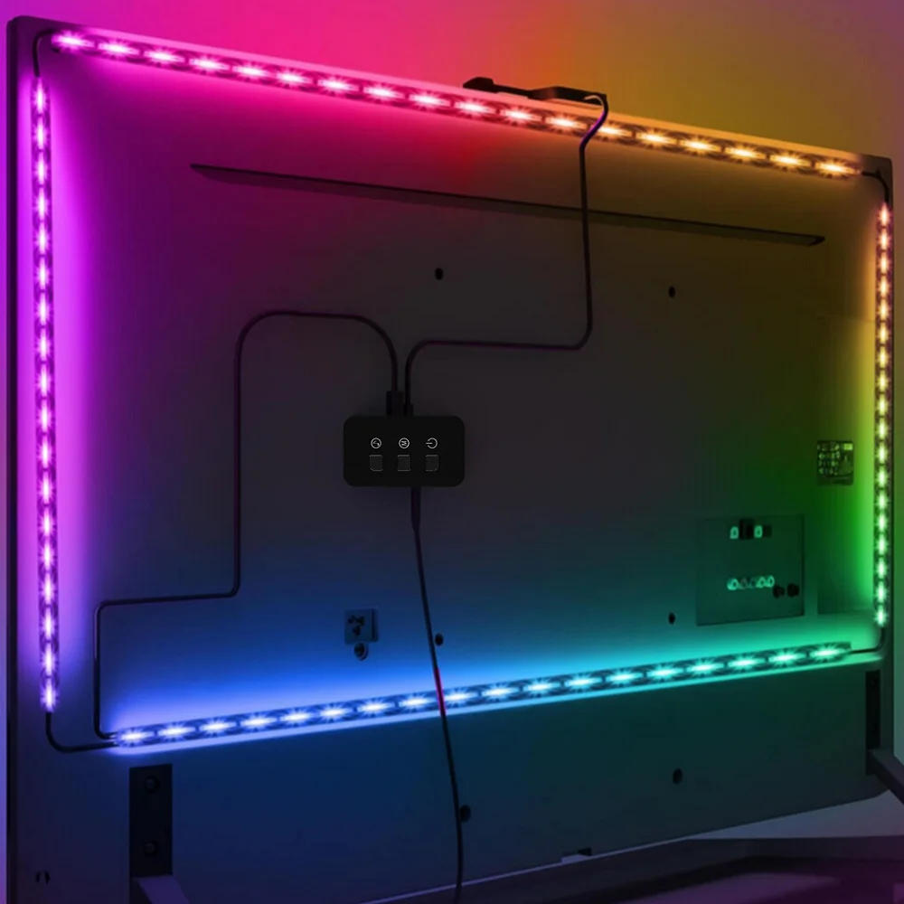 电视背光梦想彩色USB供电的发光二极管条形灯,带应用控制摄像头,用于游戏装饰