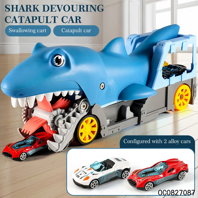 Kids toys 2023 new arrivals freewheel shark car with 2pcs alloy toy car