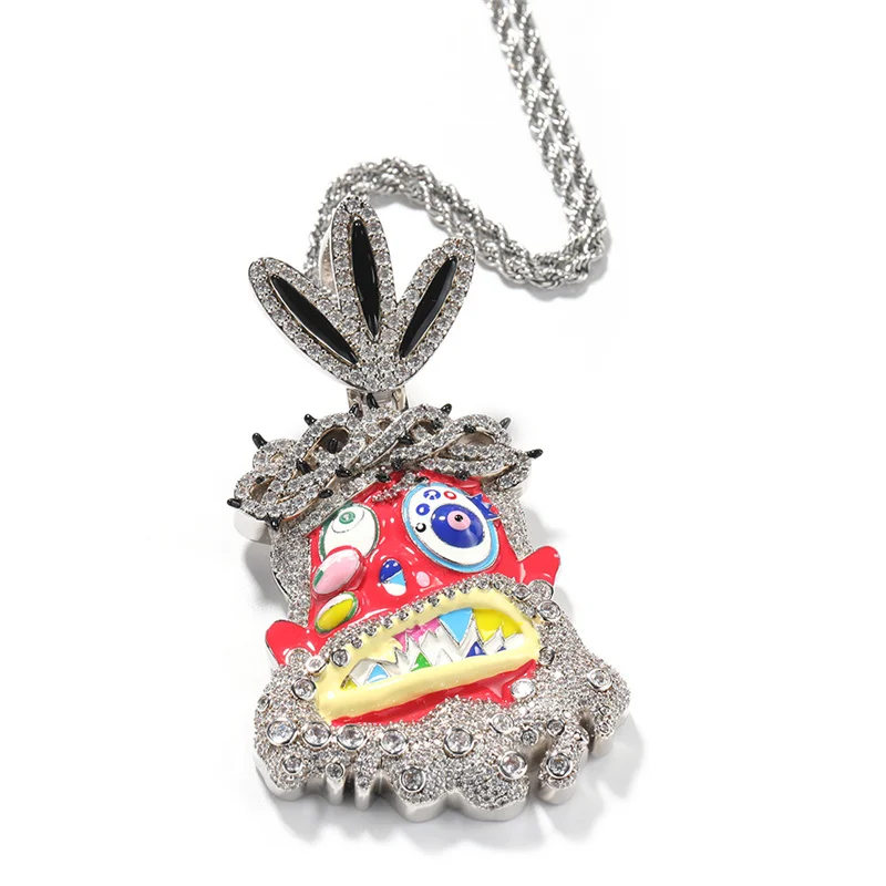 Heavy Metal Party Hiphop Charm Pendants Alloy Silver Plated Enamel Clown Iced Out Pendant Necklace Jewelry For Men Women