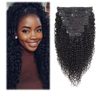 Curly Clip in Hair Extensions Human Hair for Black Women Brazilian 3C 4A Kinky Curly Real Hair Extensions Clip ins
