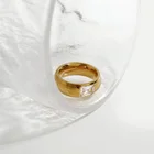 Gold Plated Rings Simple Non Tarnish 18k Gold Plated Tiny Square Quartz Stone Rings Trendy