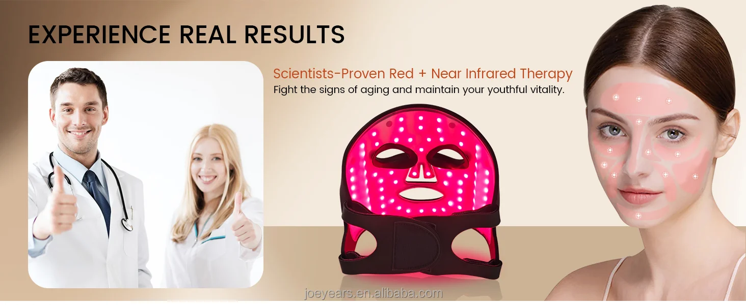 LED Photon Beauty Mask Instrument 216pcs LED Beads Facial Beauty Mask Infrared Red Light Therapy Face Mask