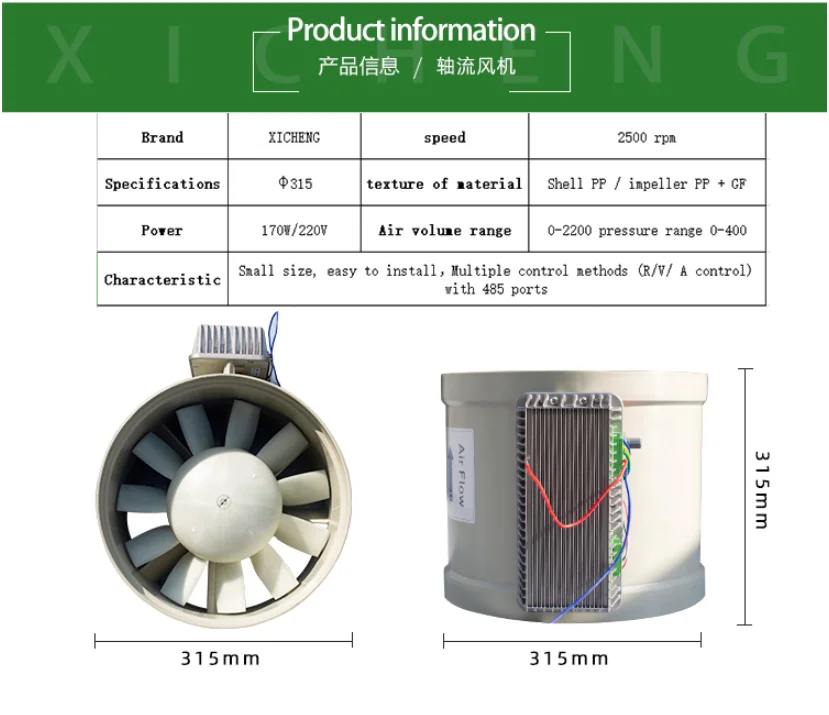 High Efficiency Exhaust Fan, 315mm, 2500Rpm, 220v, Axial - detail 2