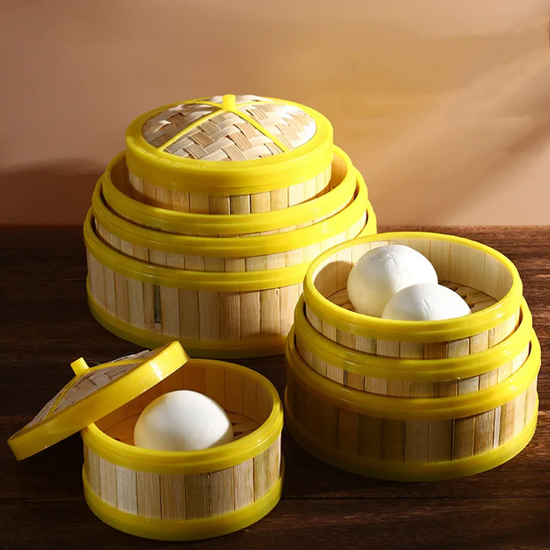 Organic Bambus Dim Sum Food Steamers Basket Cookware Set Restaurant