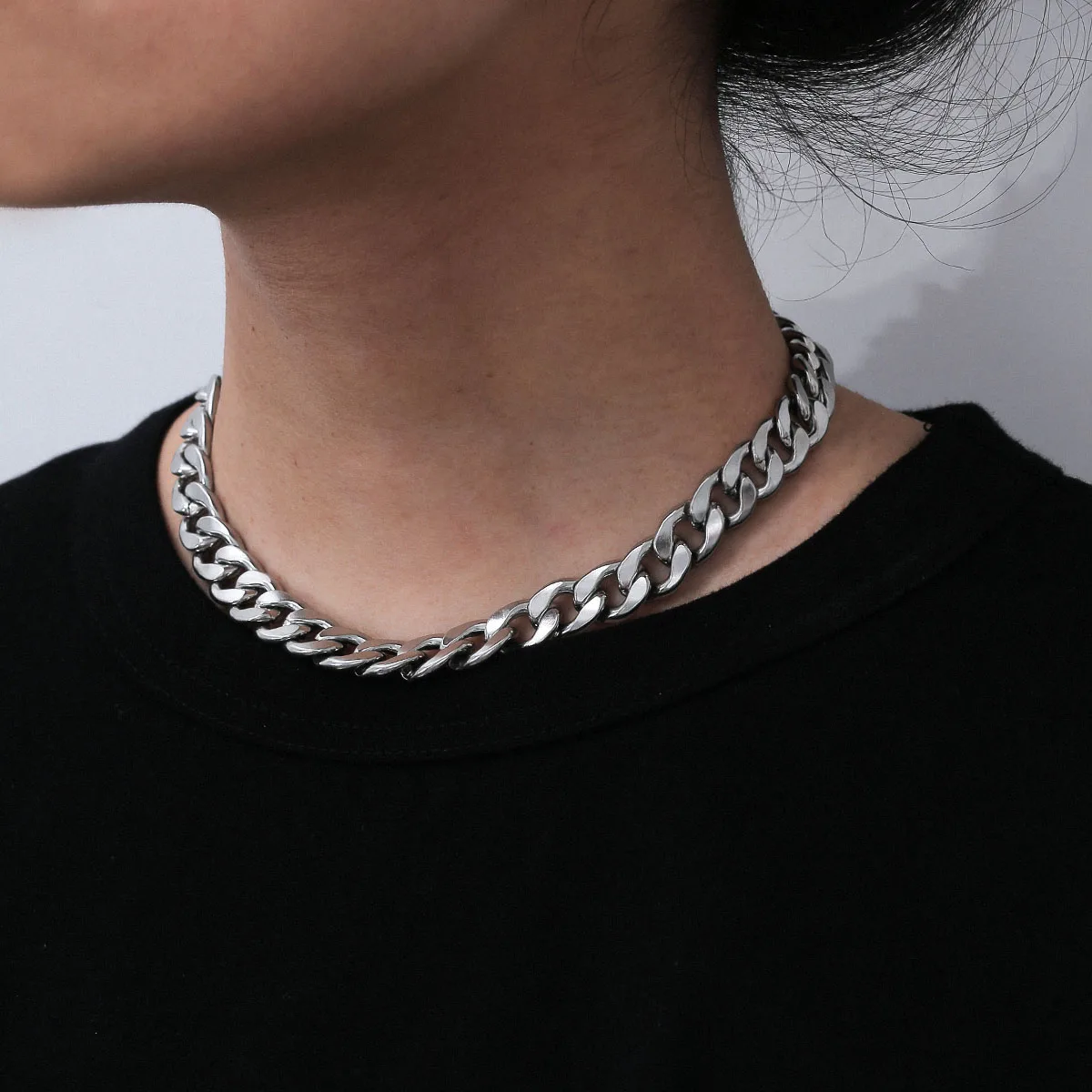Shixin Silver Color Heavy Chunky Cuban 