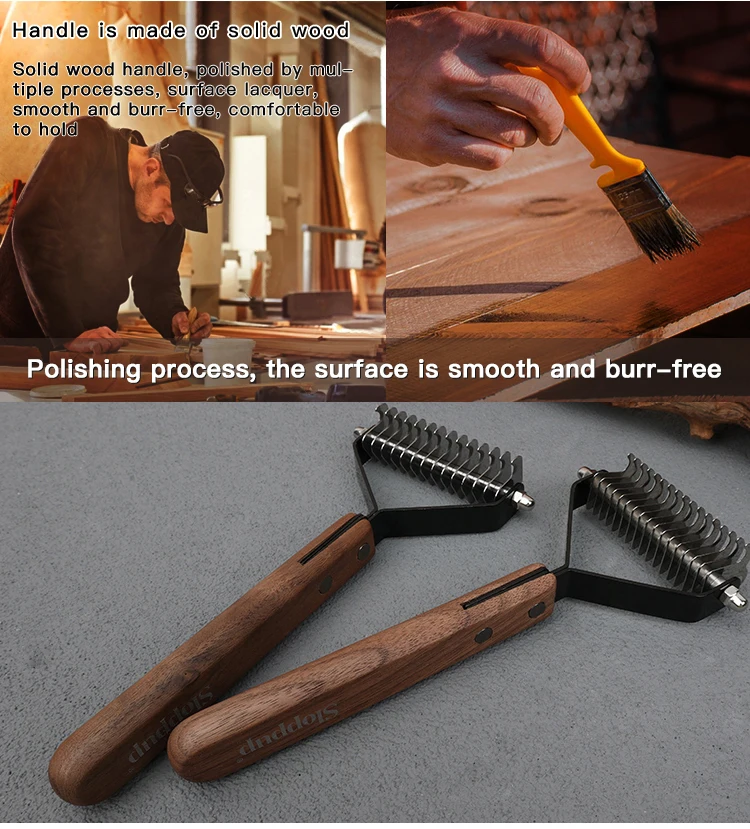 Factory Wholesale Custom Logo Single Double Sided Black Walnut Cat Fur Kont Rake Comb Pet Dog Dematting Grooming Comb