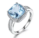 Topaz New Arrival Fashionable Real Sterling Silver Square Ring Sky Blue Topaz Ring For Women Wedding