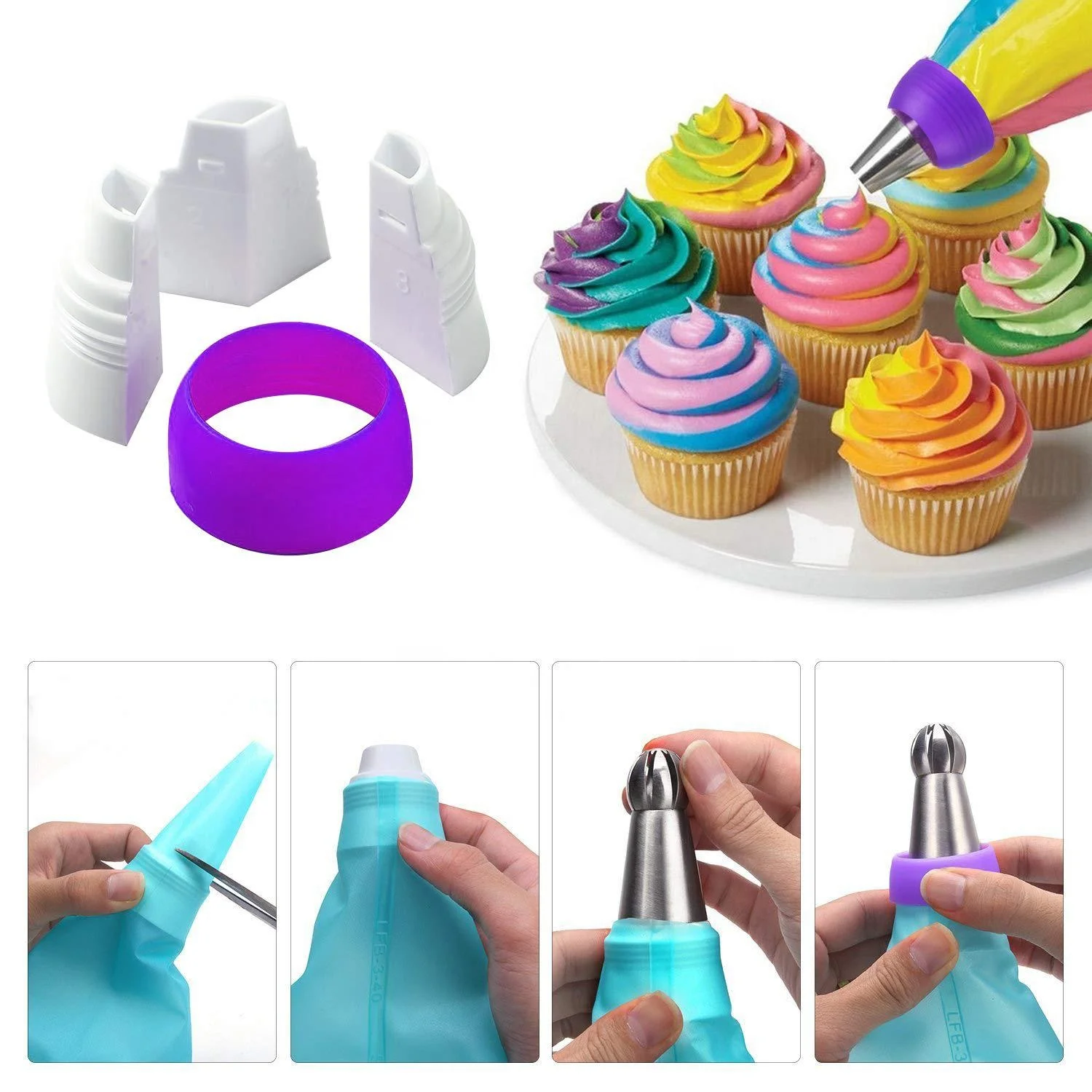 20 PCS Silicone Cake Accessories Nozzles Tips Cake Decoration Tools Bakes Flower Nozzles Large Cupcake Decorating Kit