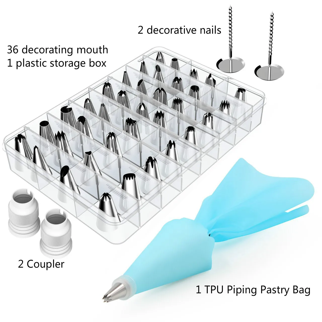 Silicone Kitchen Accessories Icing Piping Cream Pastry Bag 36 Stainless Steel Nozzle Set DIY Cake Decorating Tips Set