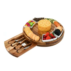 Unique custom gifts Bamboo Cheese Board w/Cutlery Set, Wood Platter & Meat Server