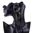 Black Earrings Earrings Wholesale Exaggerated Women Fashion Geometric Big Drop Black Rhinestones Earrings