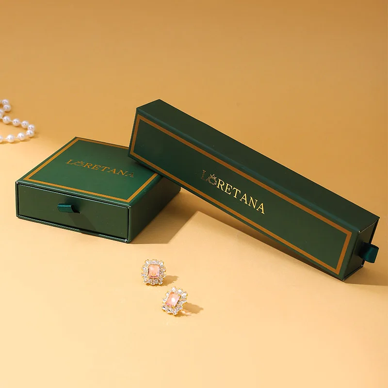 product a1 2026jb039 green luxury button closure drawer jewelry box with custom logo packaging for necklace ring earring-10
