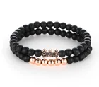 Beads Stone Hot Sale Bohemian Black Beads 2pc/Set Natural Stone Bracelet Charms Bracelets Zircon Bracelet