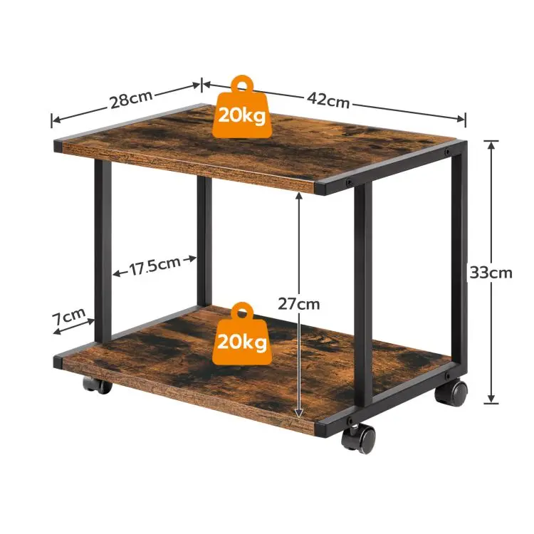 Wholesale 42PS Industrial 2-Tier Printer Stand Storage Table Printer Cart with Storage Adjustable Anti-Skid Feet Under Desk