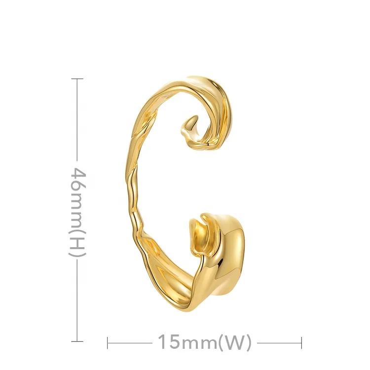 High Quality 18K Gold Plated Brass Jewelry Ear Cuff Clip Without Piercing Single Earrings E211263