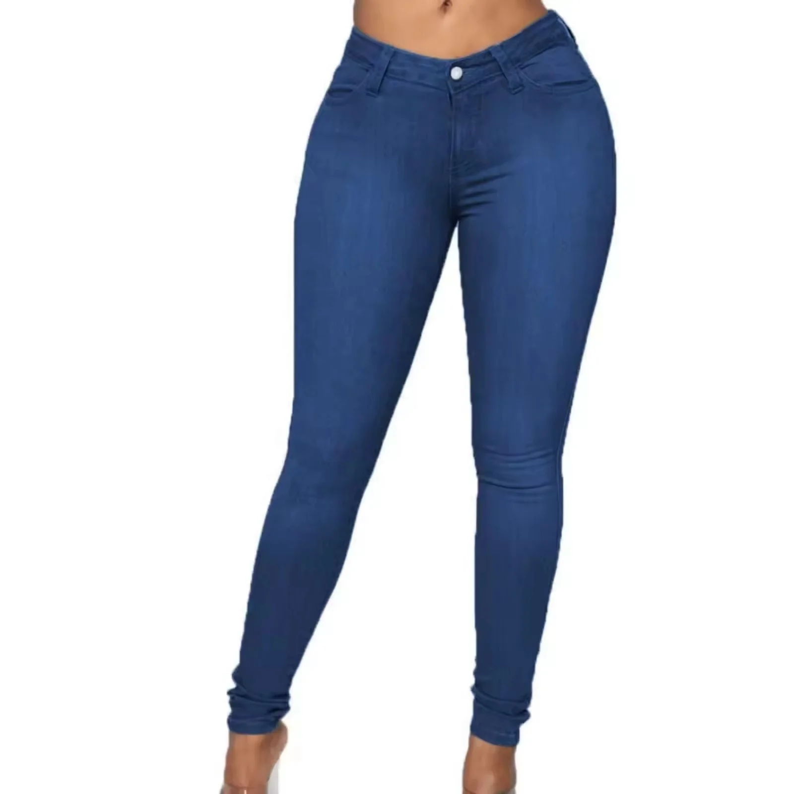 Wholesale Custom High Quality Fashion Women Summer Blue Skinny Ripped Slim Fit Jeans Female Ladies