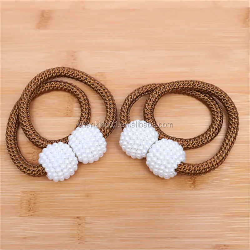 Pearl Magnetic Magnetic Ball Curtain Tie Rope Backs Holdbacks Buckle Clips Accessory Rods Accessoires Hook Holder R1567