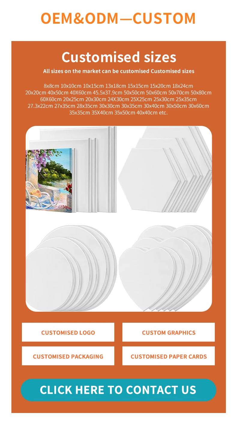 Acid Free Acrylic Priming Stretched Canvas with Medium Texture and Sturdy Kiln-dried Sweden Spruce Frame