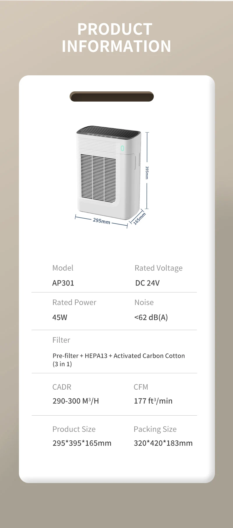 Air Purifier, 300, CADR, Pm2.5, 1purification - detail 16