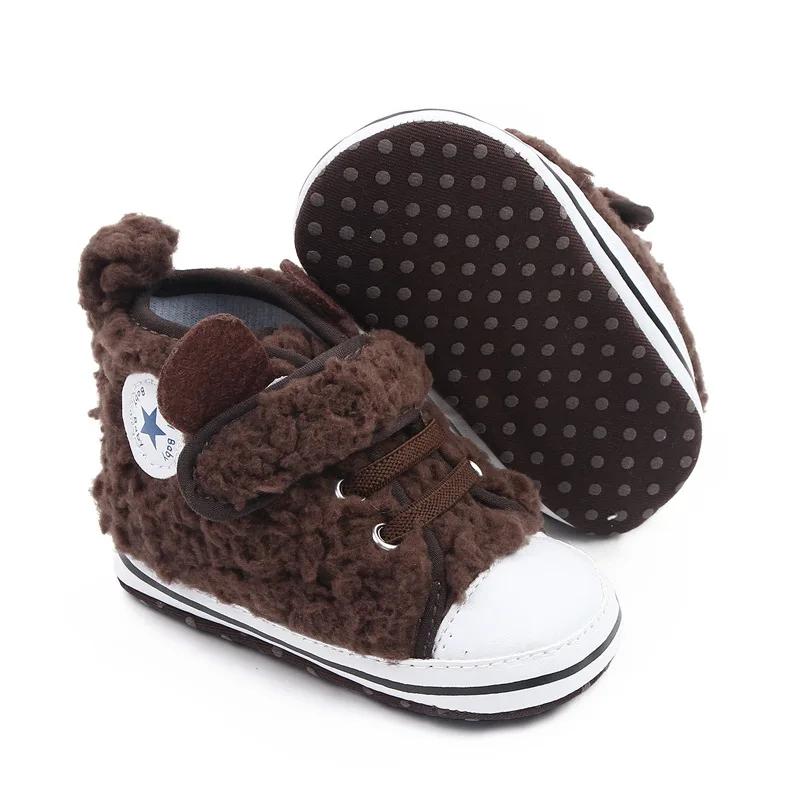 Autumn and winter new plush ear and tail decoration baby girls and boys warm toddler shoes details