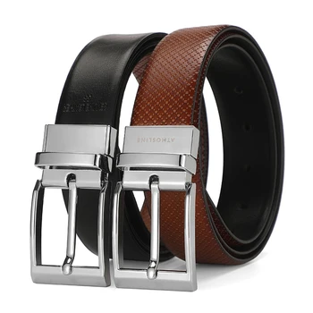 Custom Wholesale Men Private Label Automatic Ratchet Sliding Men Genuine Leather Belt