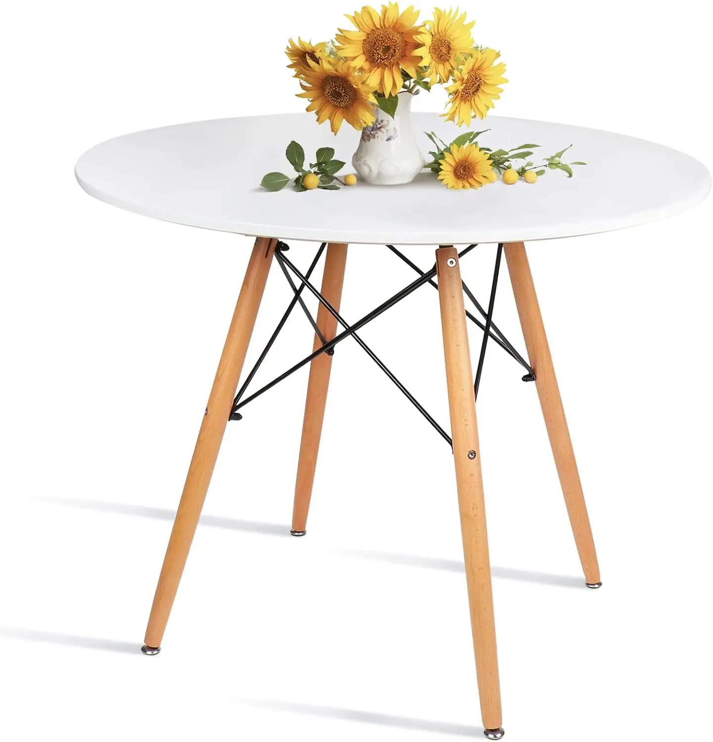 Modern Round White Kitchen Tables Dining Room Living RoomTable with MDF Top Modern Style Coffee Table Leisure Dining Table