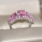 Platinum Rings Rings Womans Rings Wholesale Womens Pink CZ Zircon Platinum Plated Gift Finger Jewelry Rings