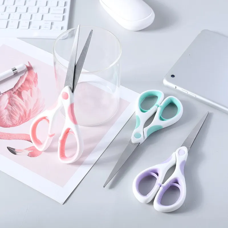 Office Stationery Diy Plastic Scissors Student Handmade Multi Color Scissors Wholesale Artist Safety Round Head Scissors