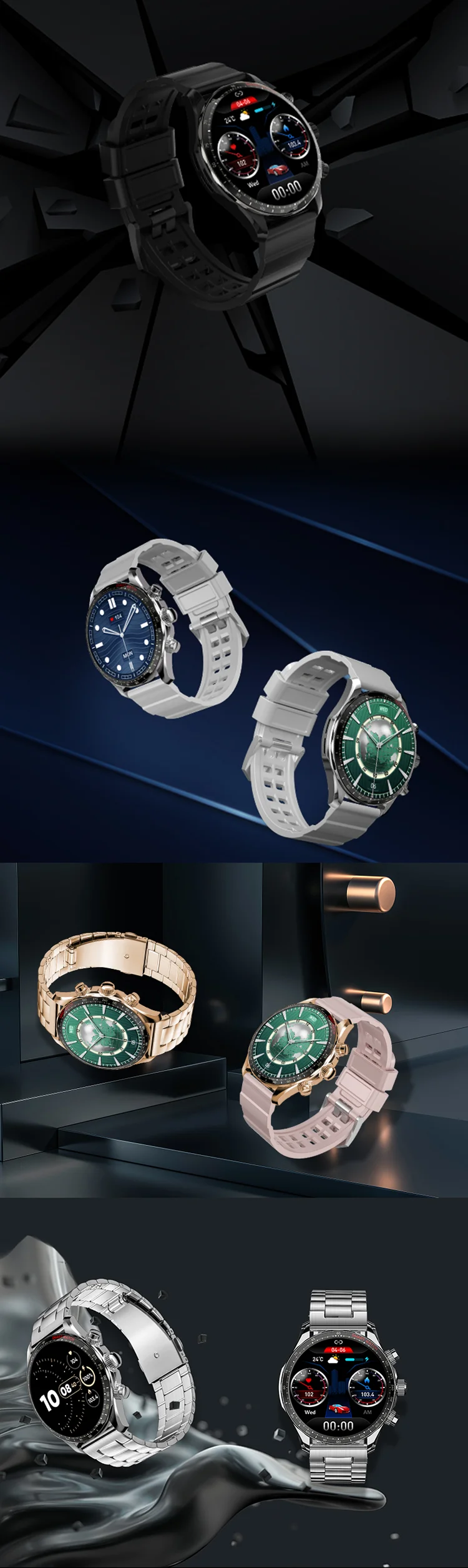 Km68 Amoled Smart Watch Highend Business Style For Men 1.43 Inch 466*