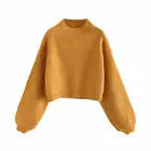 Sweaters Customizable Red New Solid Color Lantern Long Sleeve Women's Sweaters For Women With Fall/winter