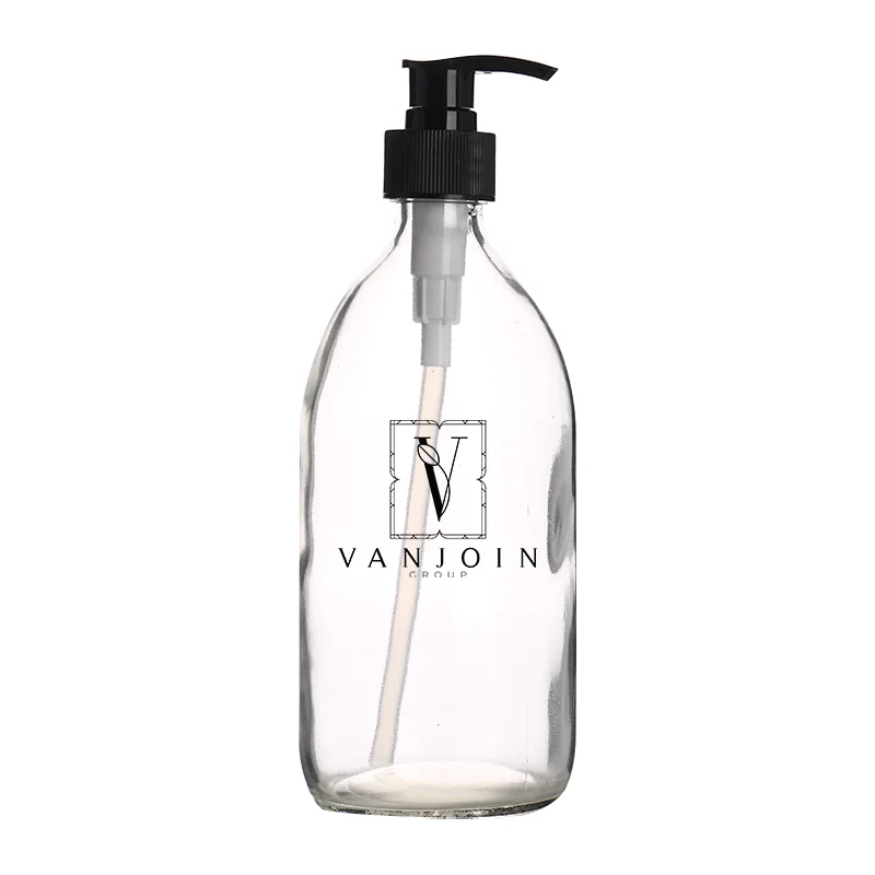 Round Amber 250ml 500ml Hand Wash Liquid Soap Dispenser Shampoo Bathroom Condition Lotion Hair oil Glass Bottle with Pump Spray