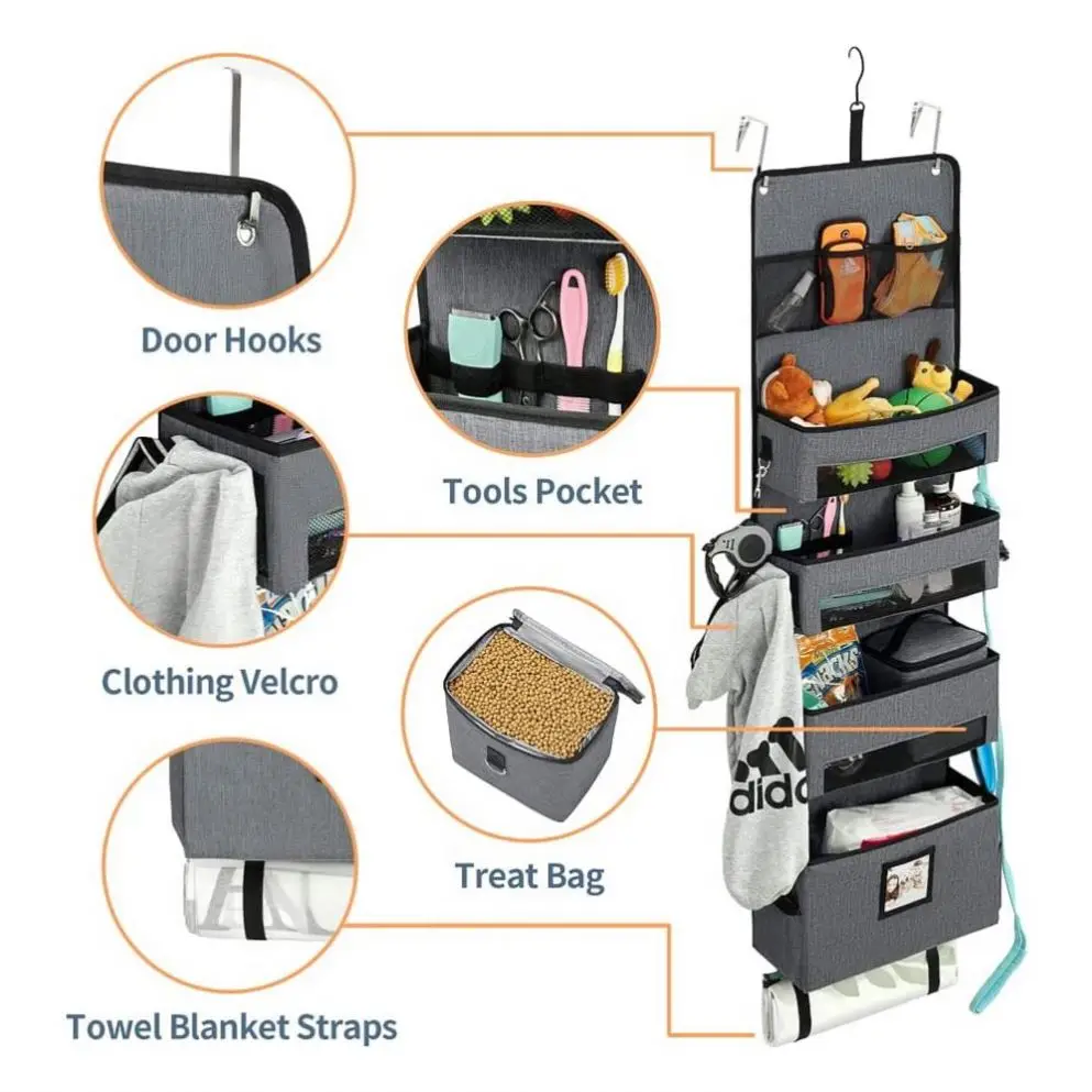Multi-Functional Treat Bag Poop Bag Dispenser Door Storage Organizer for Pet Supplies Accessories