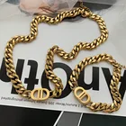 Brand Bracelet Famous Brand Designer Letter CD Stainless Steel Necklace And Bracelet Jewelry Set