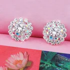 Earrings Earrings Round Crystal AB Rhinestone Earrings Women Stud For Girls Engagement Party Gift