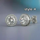 2021 Classical Square Round Stud Earrings Luxury Diamond Earrings For Men Women