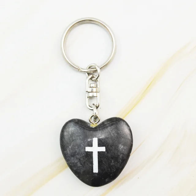 Wholesale Marble Stones Heart Keychain With Engraving Pocket Stone Heart shape For Customizable  keychain Gifts