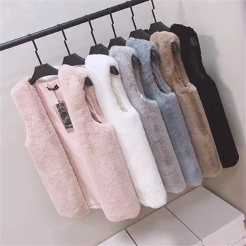 Women faux fur cropped jacket coat vintage lapel-neck long sleeve front hook female outerwear chic tops