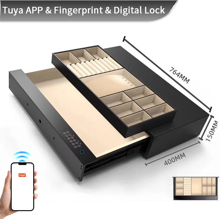product ceqsafe smart fingerprint lock hidden drawer safe box cash jewelry safety drawer hotel safe for wardrobe-8