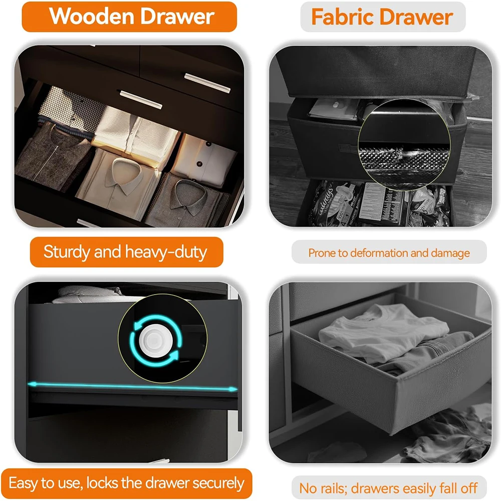 product nu deco 473 tall dresser bedroom chests drawers charging station 7 drawer metal slide rail modern wood closet organizer large-5