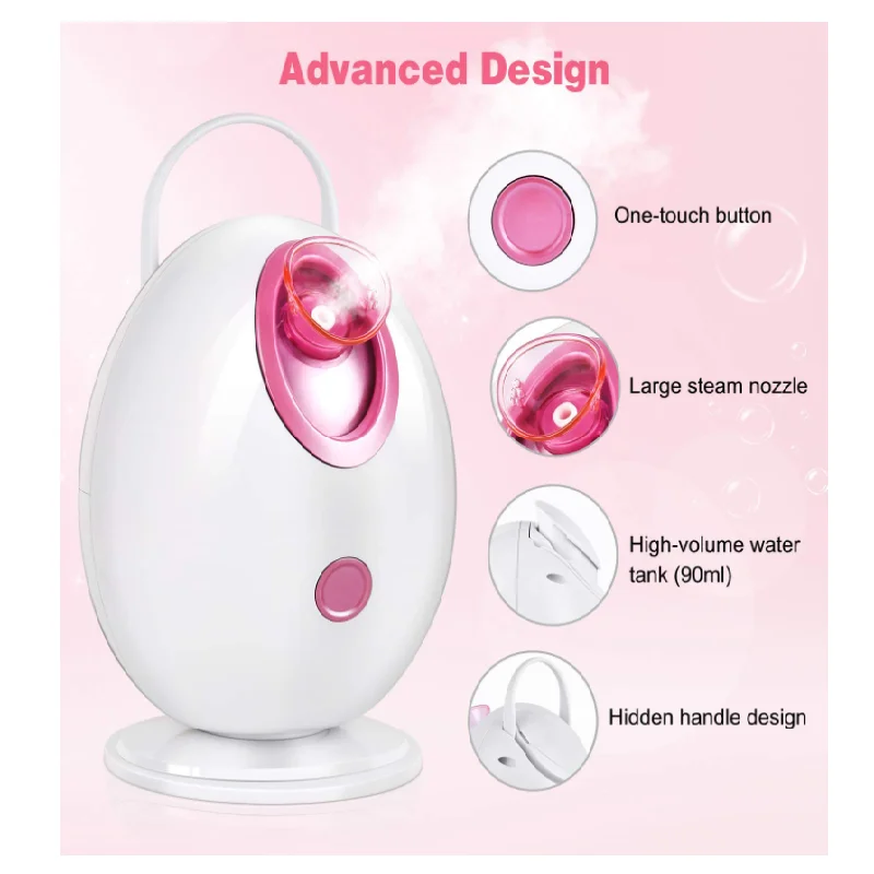 PSB portable travel multifunction pink pro cleansing nano ionic spa facial steamer