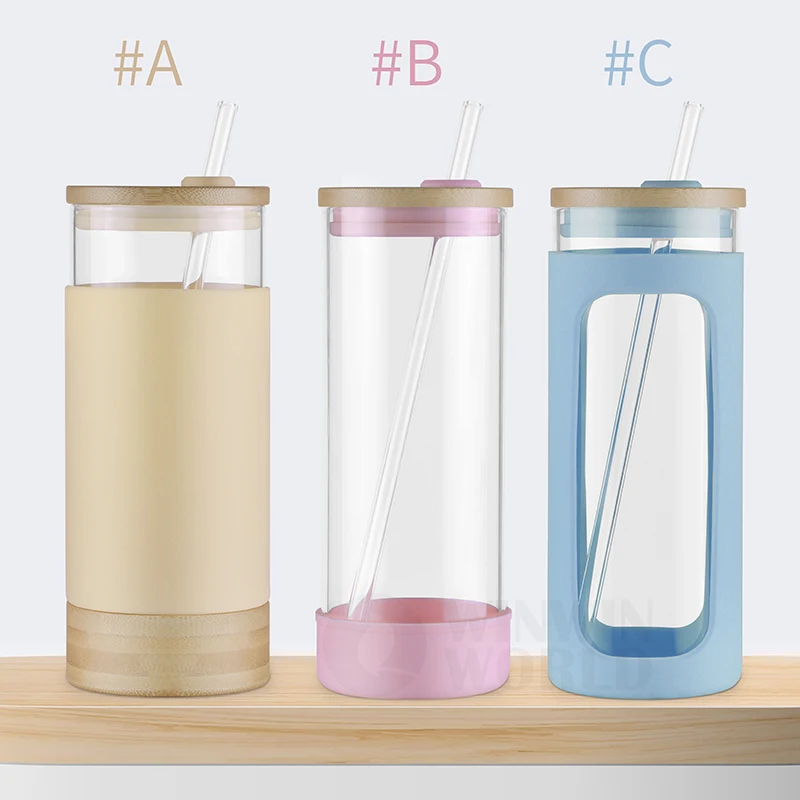 Glass tumbler water bottle with straw and lid, wide mouth smoothie cups, iced coffee cup tea silicone protective sleeve Glass tumbler water bottle with straw and lid, wide mouth smoothie cups, iced coffee cup tea silicone protective sleeve