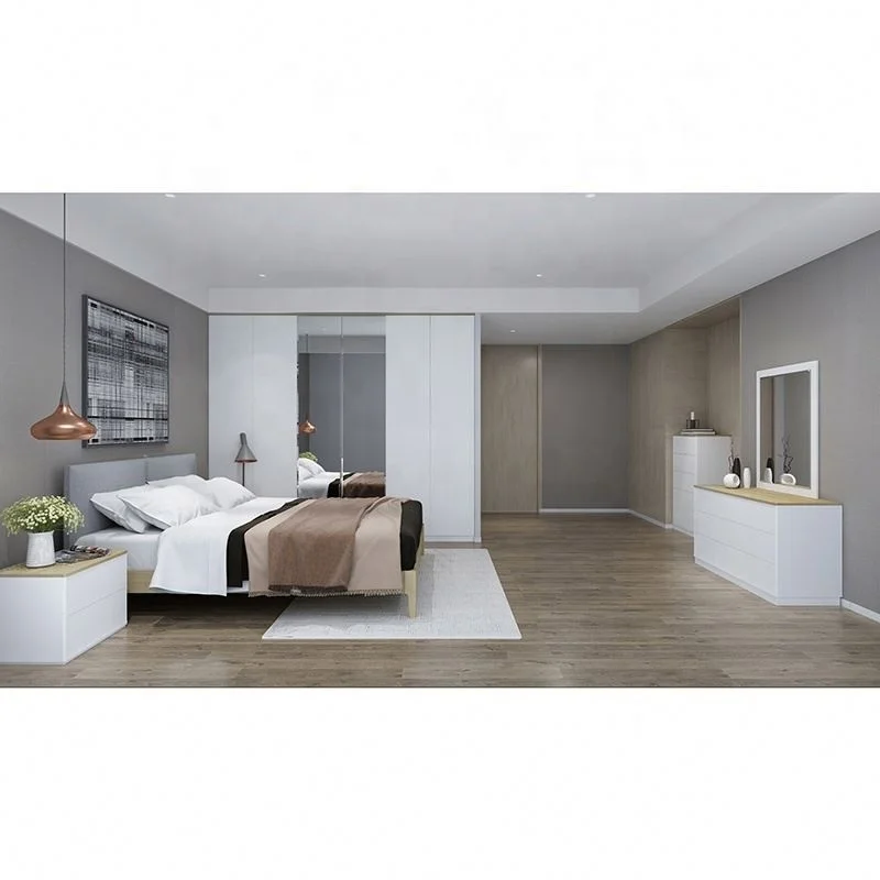 Nova Europe Design Bedroom Furniture Wood Beds Modern Melamine 6 Bedroom Sets With Kingsize Bed