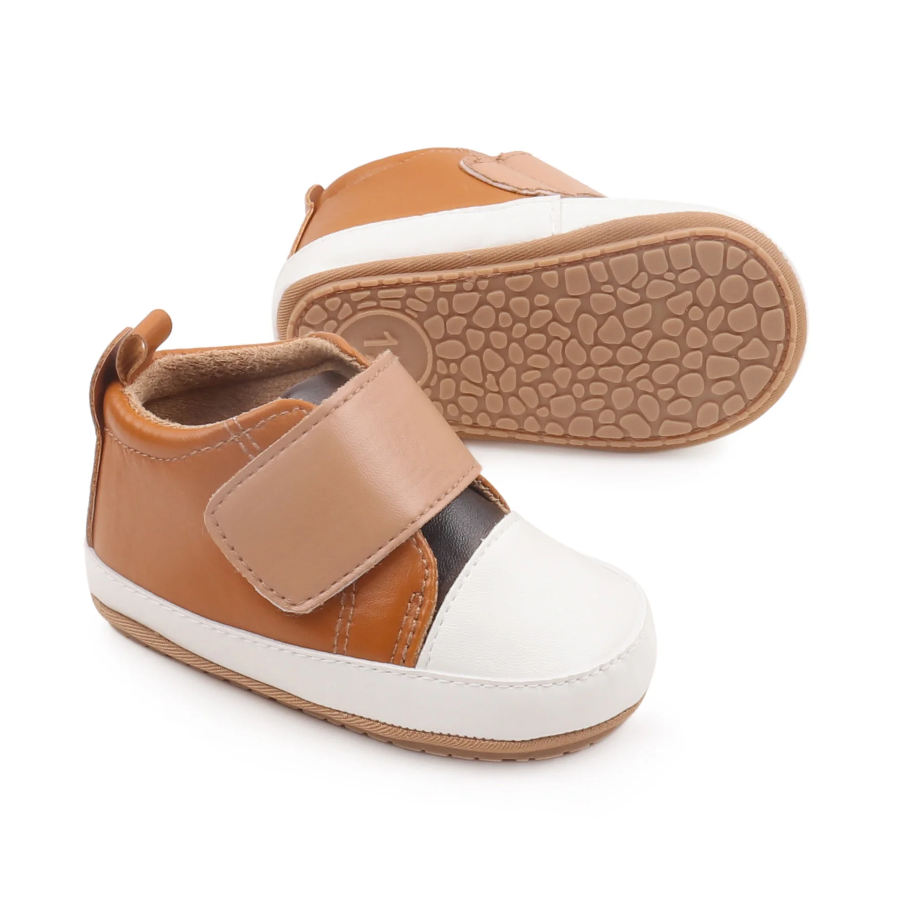 High Quality Breathable Anti-Slip TPR Outsole Hook&Loop Baby Toddler Walking Shoes for Boys New Arrival for Autumn factory