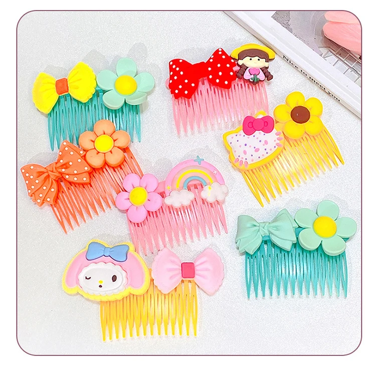 2022 new Girls baby hairpin children's cartoon flower  hairpin comb non-slip hair accessories