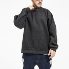 100% Sweaters Custom Solid Color Oversized Crew Neck 100% Cotton Knitted Men's Sweaters