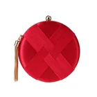 Satin Evening Bags Beautiful Round Women Wedding Purse Satin Evening Clutch Bags With Tassel Pendant