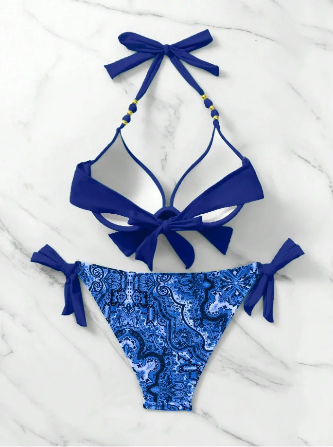 PASUXI Custom Bandage Bikini Solid 2 Piece Set With Backless Design