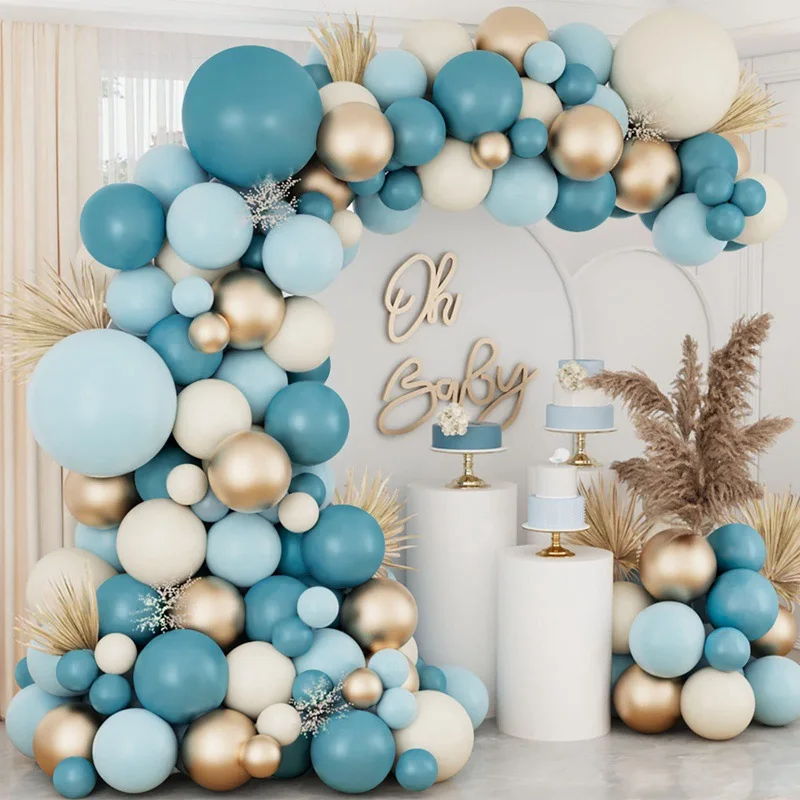 New vintage blue Balloon arch garland set Baby shower Baby birthday party decoration