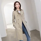 New Fashion Custom Breathable Slim Mid-length Double-breasted Womens Trench Coat