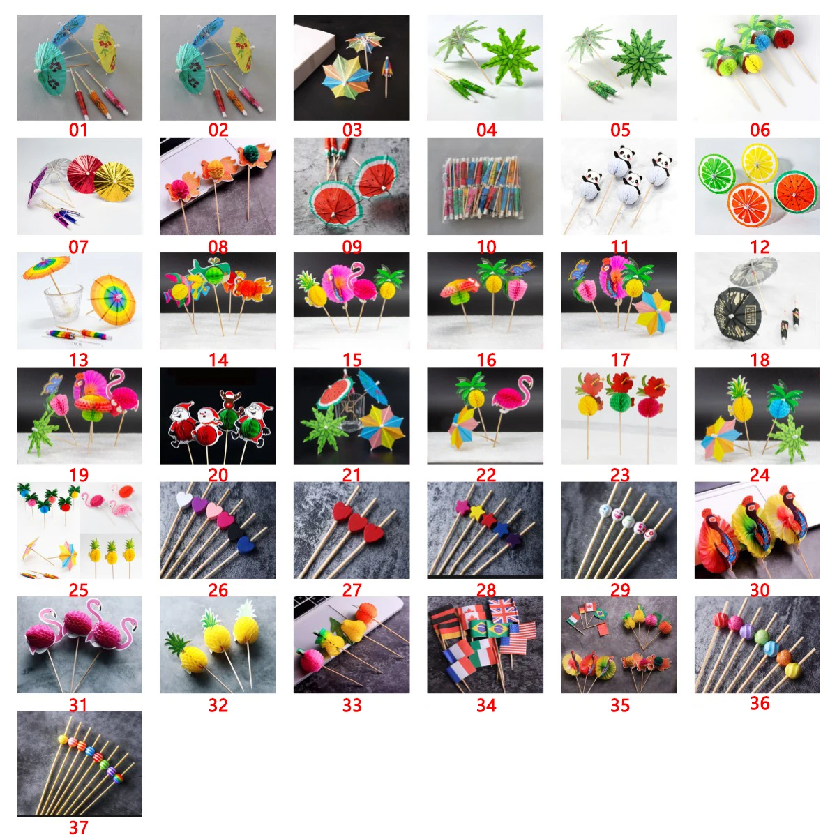 DD1608  Summer Mini Cupcake Toppers Umbrella 500pcs Toothpicks Wedding Party Decor Sticks Parasol Cocktail Drink Paper Umbrellas